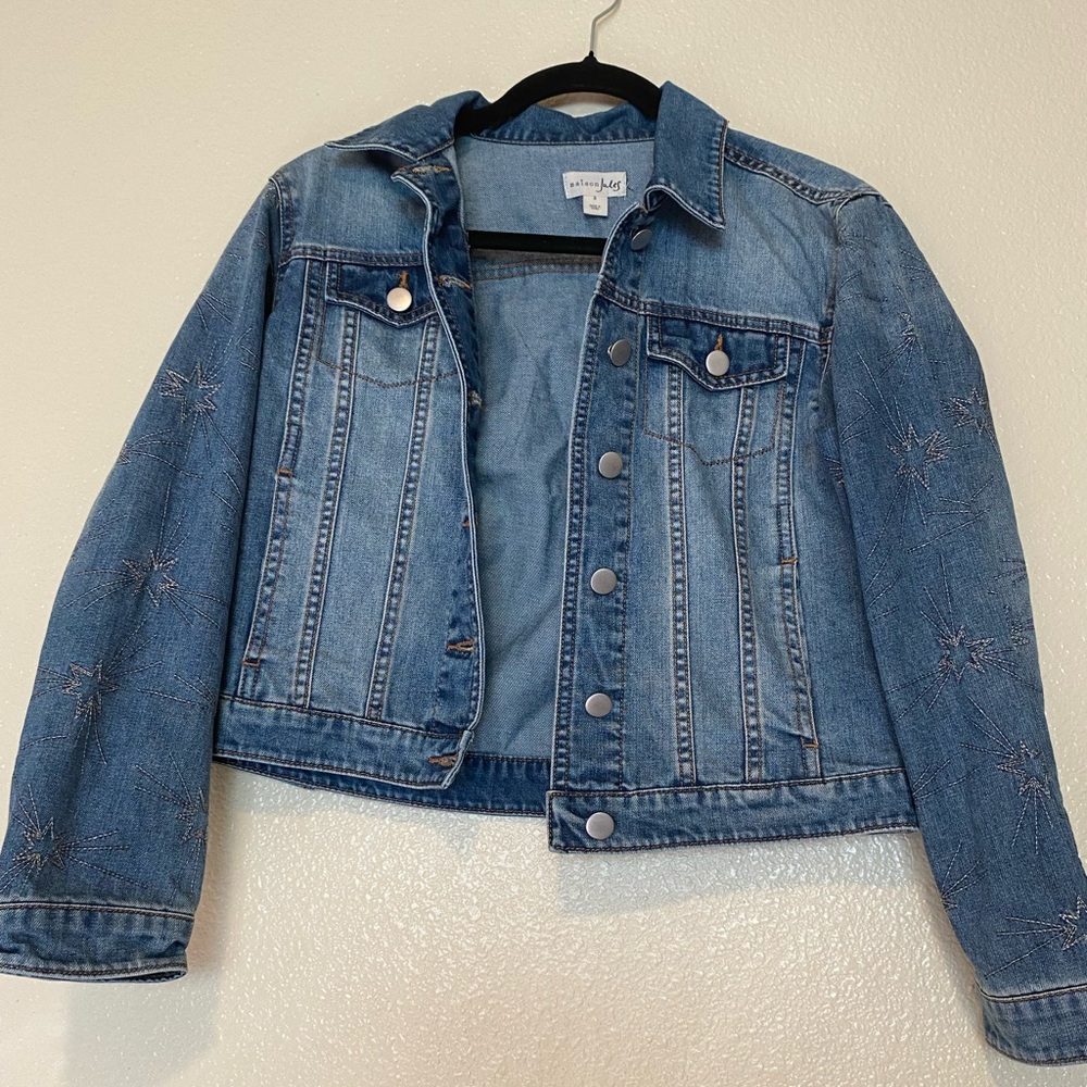 Maison Jules Embroidered Blue Jean Jacket